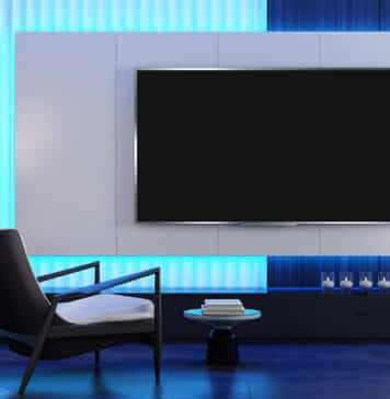 8K TV Room modern minimalist living room with flat TV