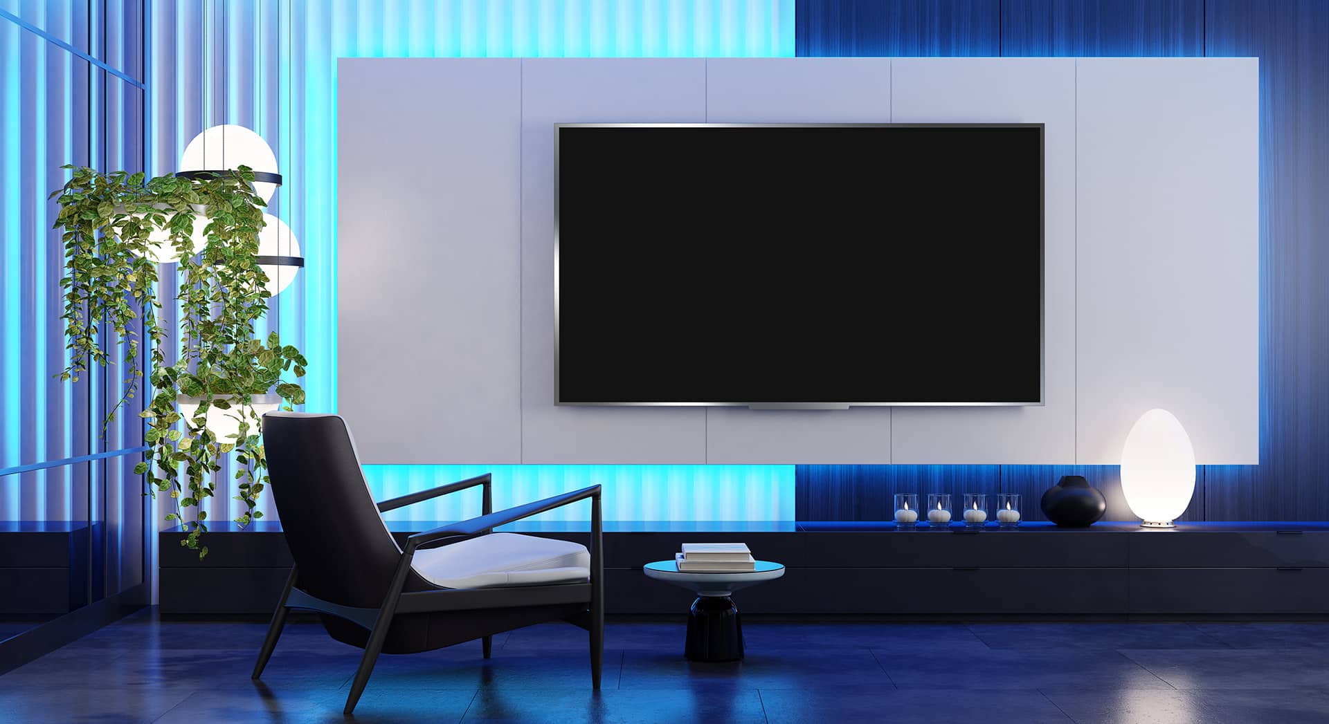 8K TV Room modern minimalist living room with flat TV